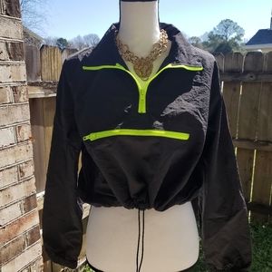 Black and Lime Green Cropped Jacket